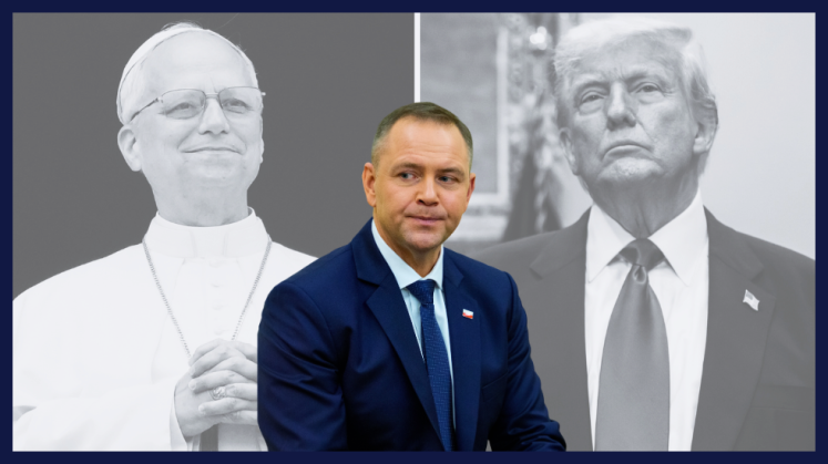 Papst Leo, Donald Trump, Karol Nawrocki. Fotomontage