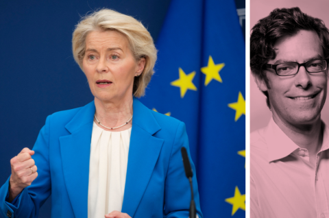Ursula von der Leyen vor EU-Flagge