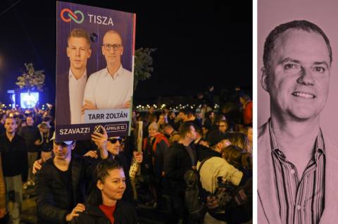 Anhänger von Péter Magyars Partei feiern den Wahlsieg