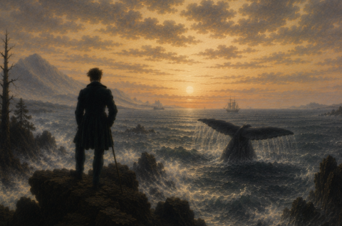 Timmy der Wal im Stil von Caspar David Friedrich