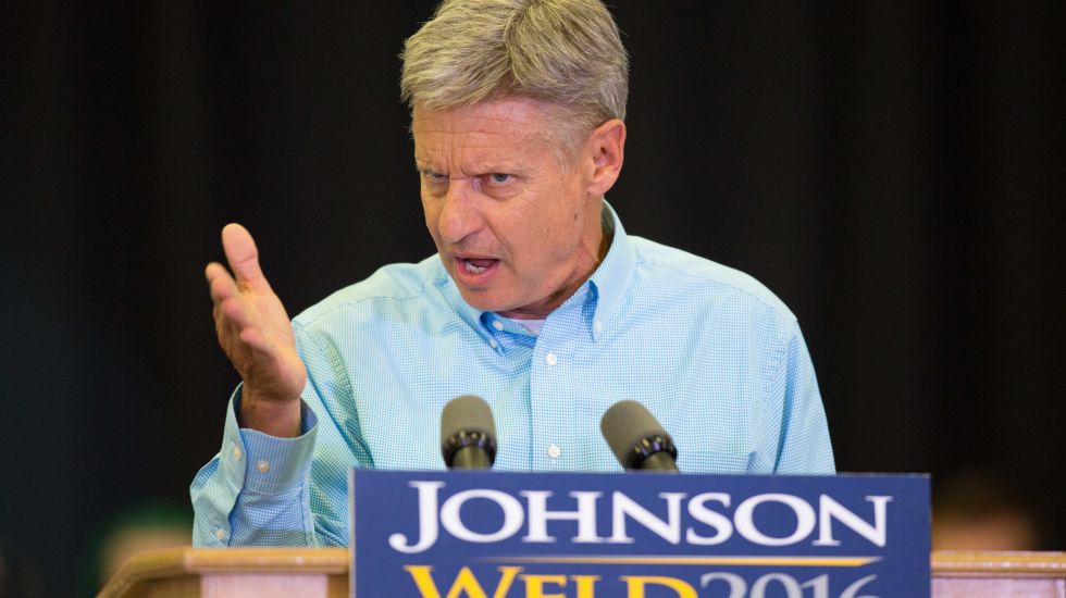 Der libertäre US-Präsidentschaftskandidat Gary Johnson spricht bei einem Wahlkampfauftritt im Bundesstaat Iowa