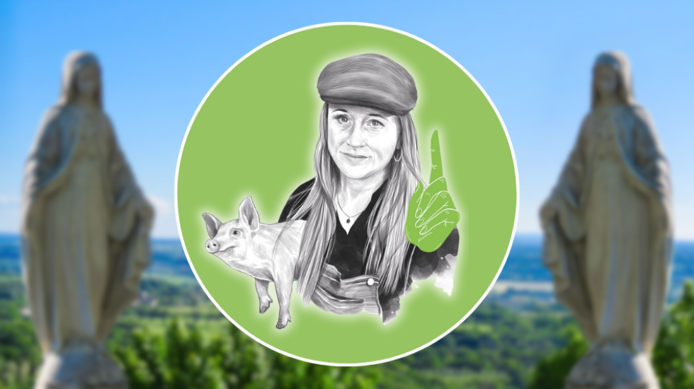 Sophie von Maltzahn zwischen zwei Madonnen.