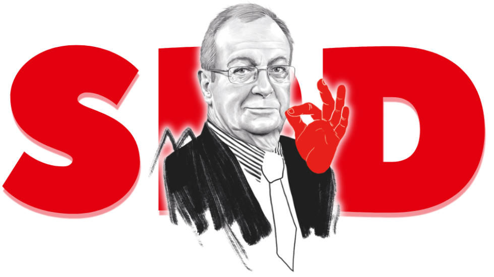 Frank A. Meyer vor einem SPD-Logo