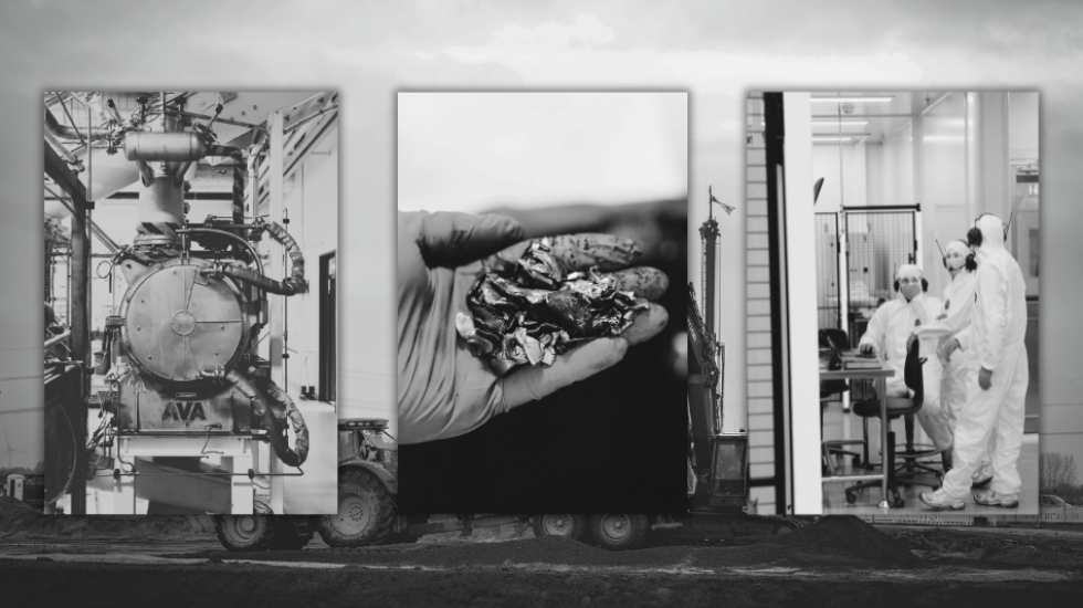 Maschine am Forschungsstandort „Northvolt Labs“ im schwedischen Västerås, Northvolt forschte auch zum Recycling von Lithium-Ionen-Batterien, Schwierige Serienproduktion: Entwicklungsarbeiten in den „Northvolt Labs“