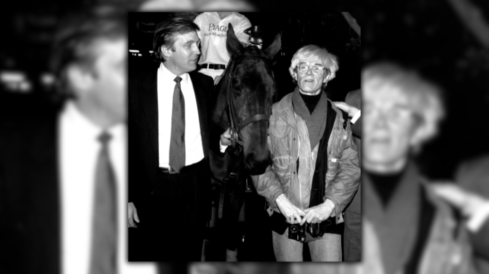 Donald Trump (r) und Andy Warhol (l) auf einem Polo-Turnier