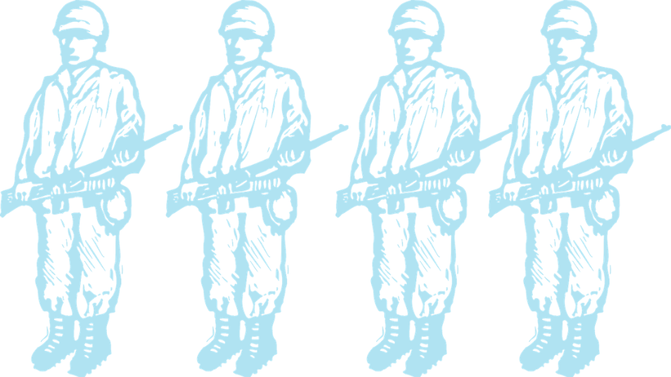 Aufgereihte Soldaten